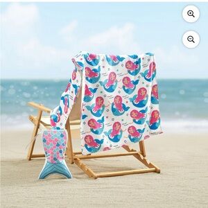 Mermaid Print Kids Beach Towel
